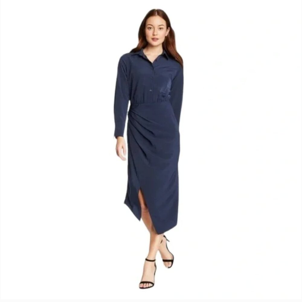 Cushnie for Target Navy Blue Asymmetric Long Sleeve Dress 20W